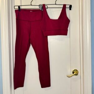 IVL Sparkly Red Burgundy Leggings and Bra Set